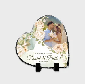 Personalised Wedding Gift Engagement Present Anniversary Photo Slate Photo Gift - Picture 1 of 4