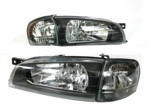 For 1995-2001 Subaru Impreza Black Headlight+Corner Turn Signal Lamps Pair NEW - Picture 1 of 4