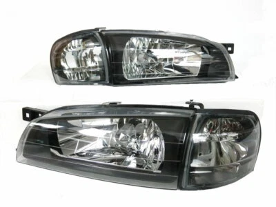 For-1995-2001~Subaru Impreza Black Headlight+Corner Turn Signal Lamps Pair NEW - Image 1 of 4