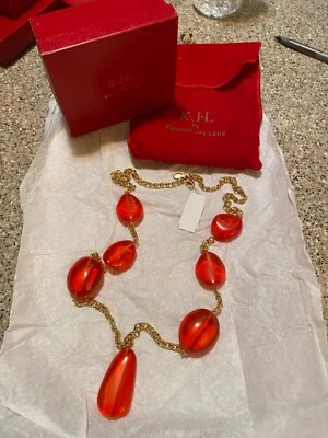 COLLAR KENNETH JAY LANE KJL de cuentas de resina roja firmado con caja de bolsa  Foto 1 de 4