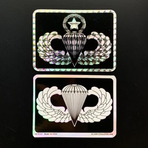 (2) VINTAGE PARATROOPER JET MILITARY USA PATRIOTIC sticker decal Prism Prismatic - Picture 1 of 6
