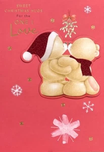 Süße Weihnachtsumarmungen für den, den ich liebe Karte süßer Bär Mistelzweig Kuss für immer Fr - Bild 1 von 2