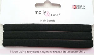 NEU 3er Pack 7 cm schwarz recyceltes Polyester Jersey elastisch Bommeln Haar Mode UK - Bild 1 von 2