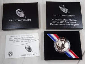 2015-S US Marshals Proof Half Dollar Commemorative US Mint 50C Coin OGP Box COA - Picture 1 of 5