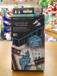 Spectrum Noir Classique Turquoise Alcohol Ink Marker Pens Dual Nib 6Pk New Art - Picture 1 of 1