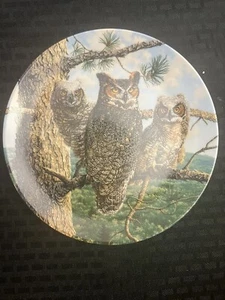 "LOFTY LIMB: GREAT HORNED OWLS" by JIM BEAUDOIN - PLATE UNDER MOTHER'S WING - Picture 1 of 3