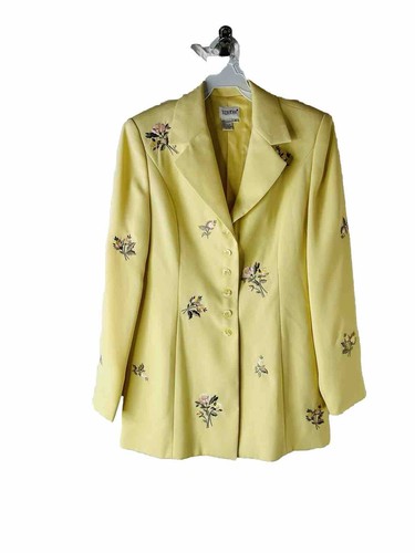 VETEMENTS Giacca blazer vintage anni 90 donna 4 ricami floreali giallo cottagecore fata