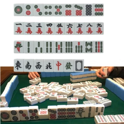 42mm Large Chinese Mahjong Tiles Mah Jong Game English Characters Set 144pcs - Image 1 of 4
