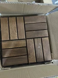 Wood Interlocking Flooring Tiles (Pack of 10, 12" x 12"), Solid Wood Acacia Deck - Picture 1 of 2