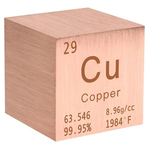 Copper  Metal 25.4mm 1 inch Density Cube 99.95% for Element Collection + Box - Picture 1 of 6