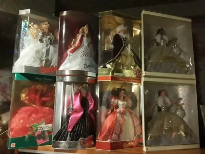 1990 1992 1995-1997 1998 2000 (2) 2001 HAPPY HOLIDAY BARBIE DOLL COLLECTION set  - Image 1 of 4