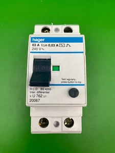 Hager U762 U1 20067 63A 30mA RCD - Imagen 1 de 4