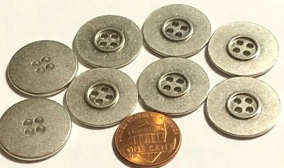 8 Brushed Silver Tone Metal Sew-through Buttons 21.5mm Just Over 13/16" 12203 - Image 1 of 4