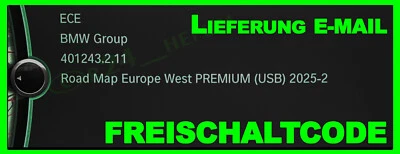 BMW Navi Update ROAD Map Europe Premium CIC WEST od OST 2025-2 inkl FSC ohne USB - Bild 1 von 4