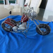 Handmade Seed bead wire motorcycle 12” X10” Christmas Gift Art Sculpture