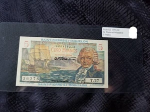 St Pierre-et-Miquelon 5 Francs 1950-60 Pick #22 Uncirculated - Picture 1 of 2