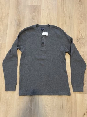J Crew Men’s Henley Crew Sweater Grey Medium  - Image 1 of 2
