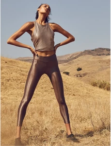 Koral glänzende Infinity hoch geschnittene 7/8-Leggings dunkles Mahagoni Damengröße Medium - Bild 1 von 12