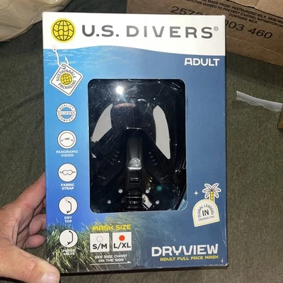 EE. UU. Mascarilla facial completa de snorkel ajustable negra para adultos Divers Dryview talla L/XL Foto 1 de 4
