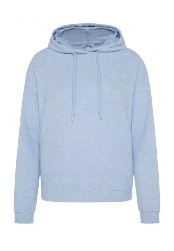 SOCCX Women Basic Drawstring Hoodie Soft Fabric Light Blue SIze M - Image 1 of 4