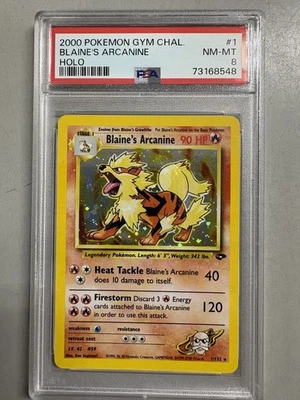 Pokemon Blaine's Arcanine #1 Gym Challenge Unlimited Holo Rare PSA 8 NM-MT - Image 1 of 4