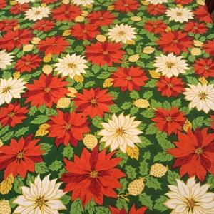 Weihnachtsstern Tischdecke 52 x 52" rot weiß grün gold Weihnachten Urlaub Baumwollmischung - Bild 1 von 4
