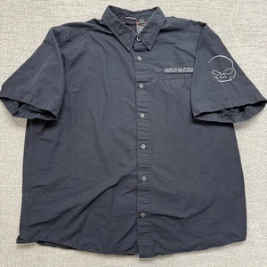 Harley-Davidson Camicia Uomo 3XL Nera Manica Corta Bottone Anteriore Willie G Teschio - Foto 1 di 12