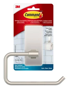 Toilet Paper Holder Bathroom Satin Nickel With Water Resistant Strips Rust - Picture 1 of 8