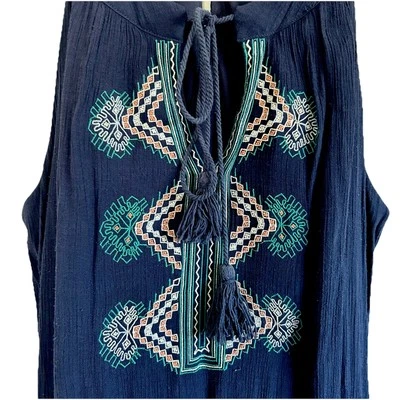 Vestido a.n.a Mujer Talla 10 Azteca Suroeste Bordado Sin Mangas MIDI Boho Gasa Foto 1 de 4