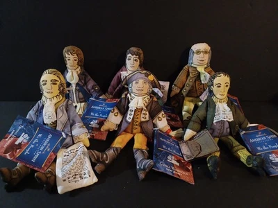 Lote de 6 muñecas de peluche de los padres fundadores etiquetadas - Washington Franklin Jefferson... Foto 1 de 4