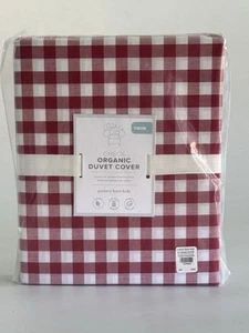 NEW Pottery Barn Kids Twin Duvet Cover Red Gingham Check Organic Cotton Western - Picture 1 of 6
