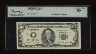 DBR 1990 $100 FRN St. Louis Fr. 2173-H Legacy 58 Serial H94468793A - Image 1 of 2