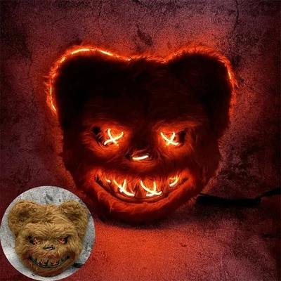 Halloween Luminous Mask Rabbit ro Bear Cos Props LED Dance Party Horror Mask - Bild 1 von 4