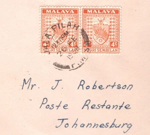 MALAYA *NEGRI SEMBILAN* Air 1938 Cover FIRST FLIGHT All-Up JO'BURG {Joffe}KT101 - Picture 1 of 15