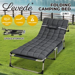 Levede Folding Camping Bed Camping Cot Adjustable Backrest Home Office Outdoor - Picture 1 of 12