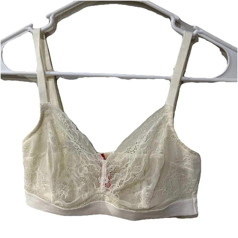 Bralette Spanx XS Marfil Encaje Transparente Foco en Encaje Pullover Correas Ajustables Foto 1 de 4