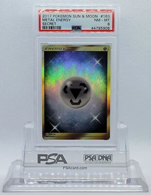 POKEMON SM SUN & MOON BASE METAL ENERGY #163 SECRET RARE HOLOFOIL PSA 8 NM-MT #* - Image 1 of 4