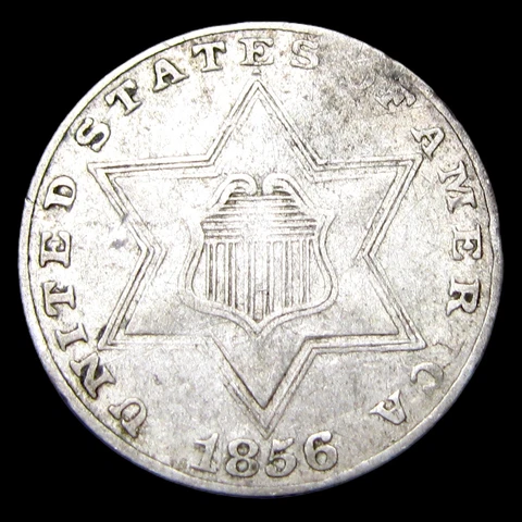 1856 Silver Three Cent Pieces 3cp ---- Nice Details Type Coin ---- #TT857 Cover