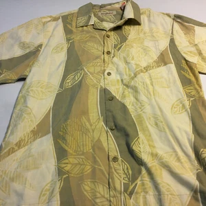 Camisa Tommy Bahama Para Hombre SS Amarillo Seda Verde Floral Hawaiana Talla L - Imagen 1 de 5