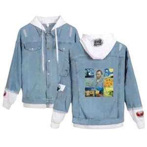 New Customized Denim Jacket Van Gogh graphic Denim Jacket 2X - Picture 1 of 7