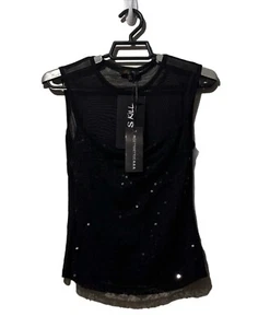 Top sin mangas Delia's (K) Pop Your Cork Lentequilla Talla S negra elástica malla transparente gótica nueva con etiquetas - Imagen 1 de 3