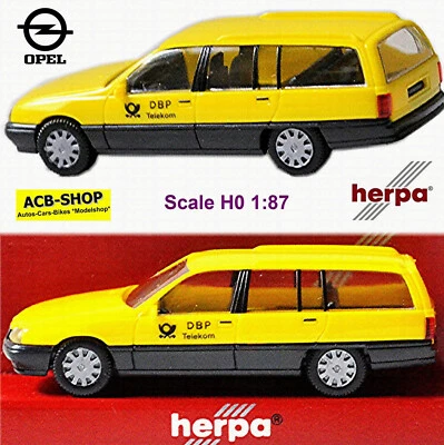 Opel Omega A Caravan Dbp Telekom 1986-94 Giallo 1:87 Herpa 041775 - Immagine 1 di 4