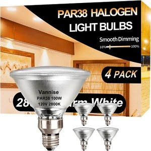 4pcs High Output 1800LM PAR38 Flood Light Bulbs, 100W Dimmable Warm White 280... - Picture 1 of 9