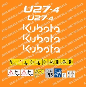 Kubota U27-4 Mini Bagger Aufkleber Set mit Sicherheit Warnzeichen - Bild 1 von 1