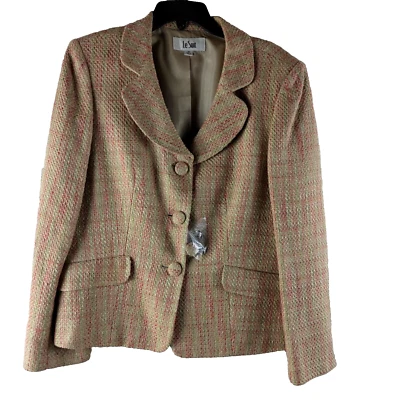 Blazer de traje forrado de tweed multicolor mezcla de algodón talla 14 Le Suit para mujer Foto 1 de 4