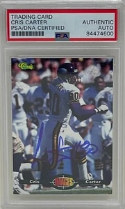 CRIS CARTER Signed 1995 CLASSIC Minnesota VIKINGS NFL Football CARD #133 PSA - Picture 1 of 2