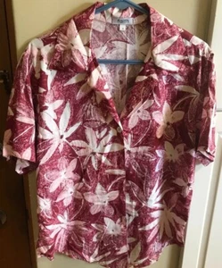 Tropical Group Floral Women’s Hawaiian Button Down Short Sleeve Shirt Size M - Picture 1 of 5