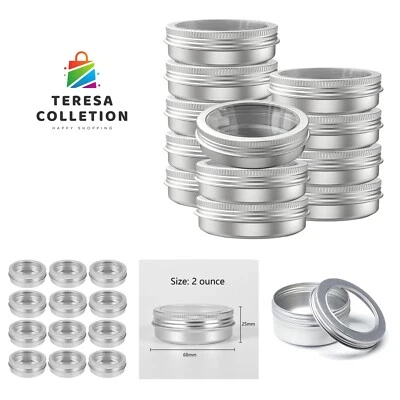 75 Pcs Clear Window Aluminum Round Cans,Candle Containers with Screw Lid,2 Oz... - Image 1 of 4
