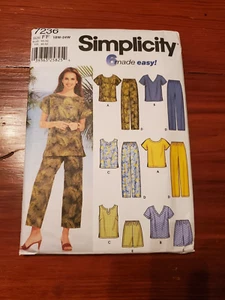 PANTALONES CORTOS DE SEÑORA SIMPLICITY PULL ON TOP PATRÓN 7236 TALLA 18-24 ENVÍO GRATUITO - Imagen 1 de 2