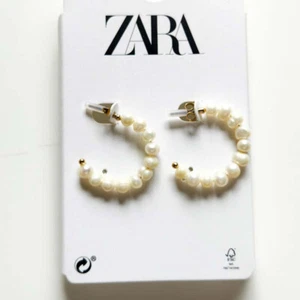 Nuevos pendientes de aro de perlas de agua dulce Zara regalo moda mujeres fiesta vacaciones joyería - Imagen 1 de 4